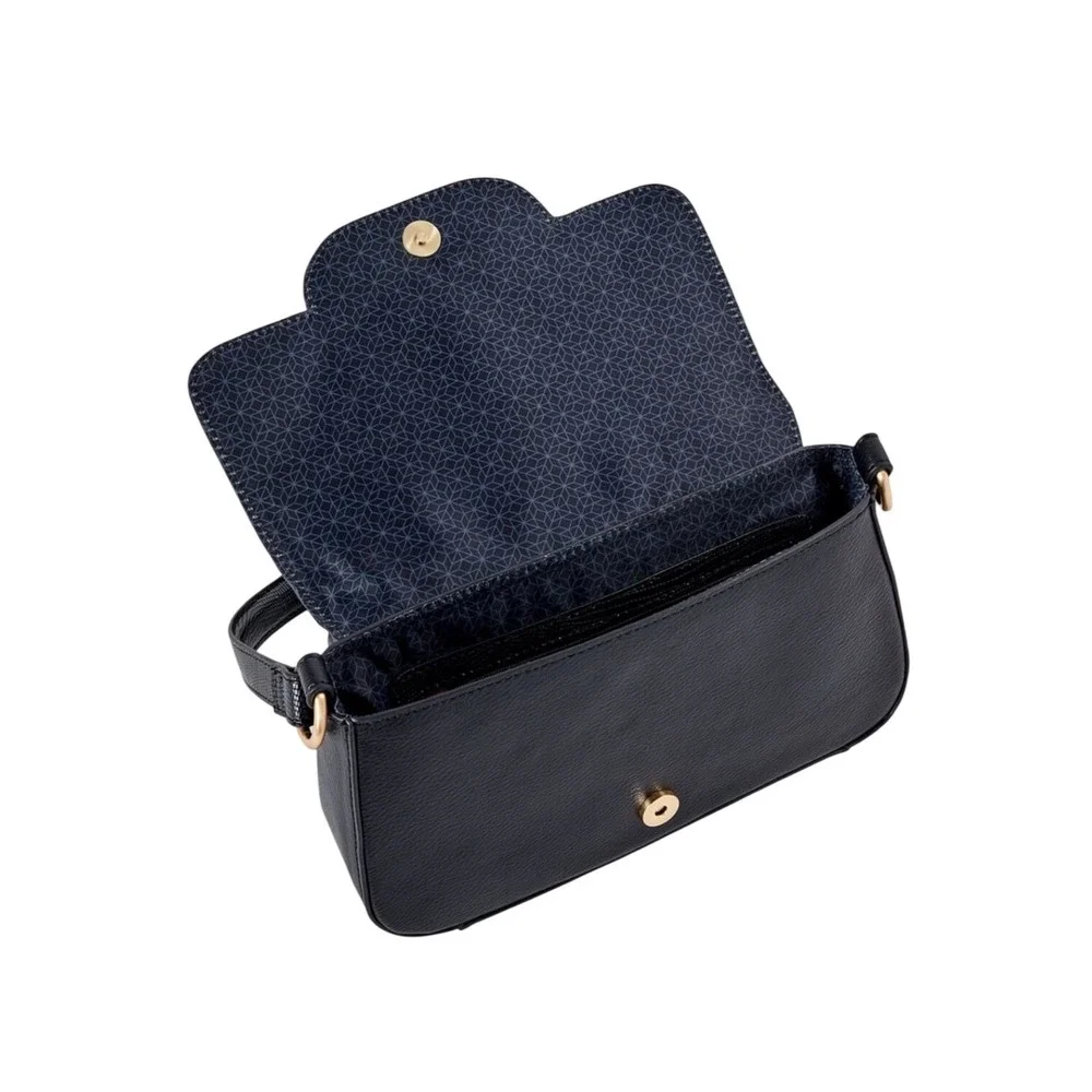 Time And True Shoulder Bag Women OS Black New Lizard Embossed Baguette Snap Magn - Picture 2 of 10
